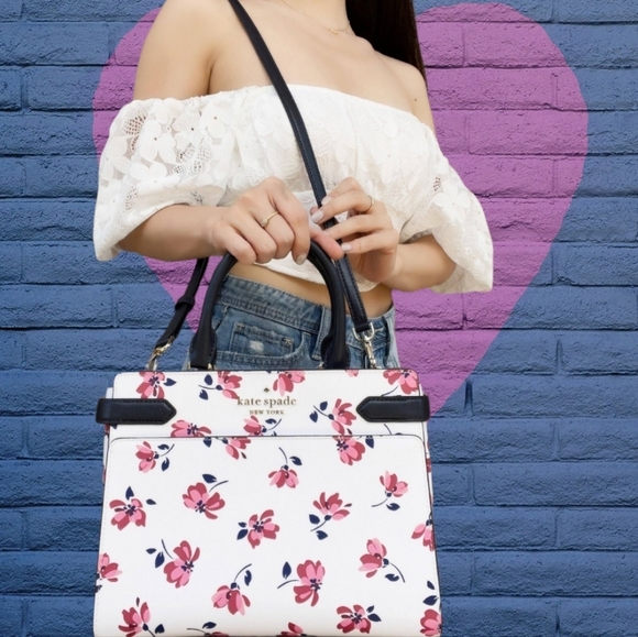 Kate Spade Staci Tea Garden Floral Medium Satchel Bag NWT - Picture 2 of 16